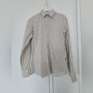 Hugo Boss Black and White Striped Casual Shirt